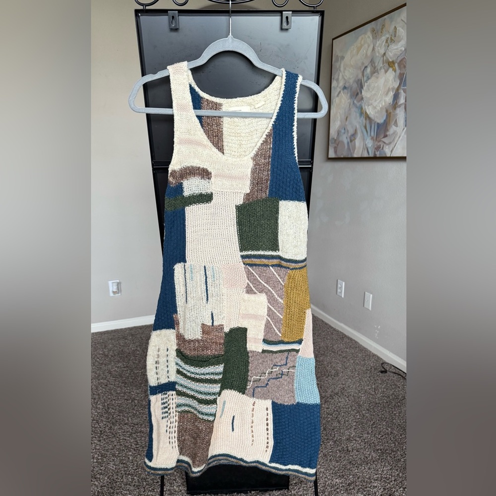 Patchwork Knit Mini Dress in Multicolor